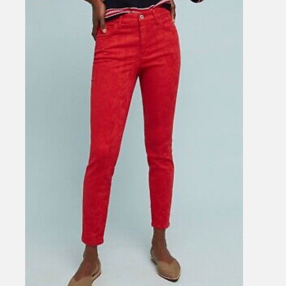 Pilcro & The Letterpress from Anthropologie Red Floral High Rise Skinny Jean- 30 - Picture 3 of 14